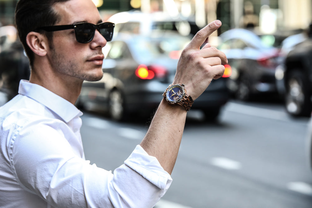 Men's Dual Wheel Automatic Zebra Wood Watch - For High End Watch Collectors